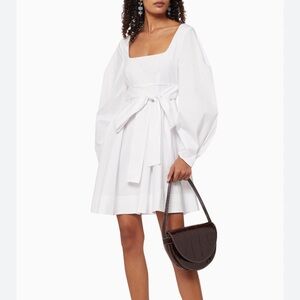 STAUD Cream Dress with Belt Detail